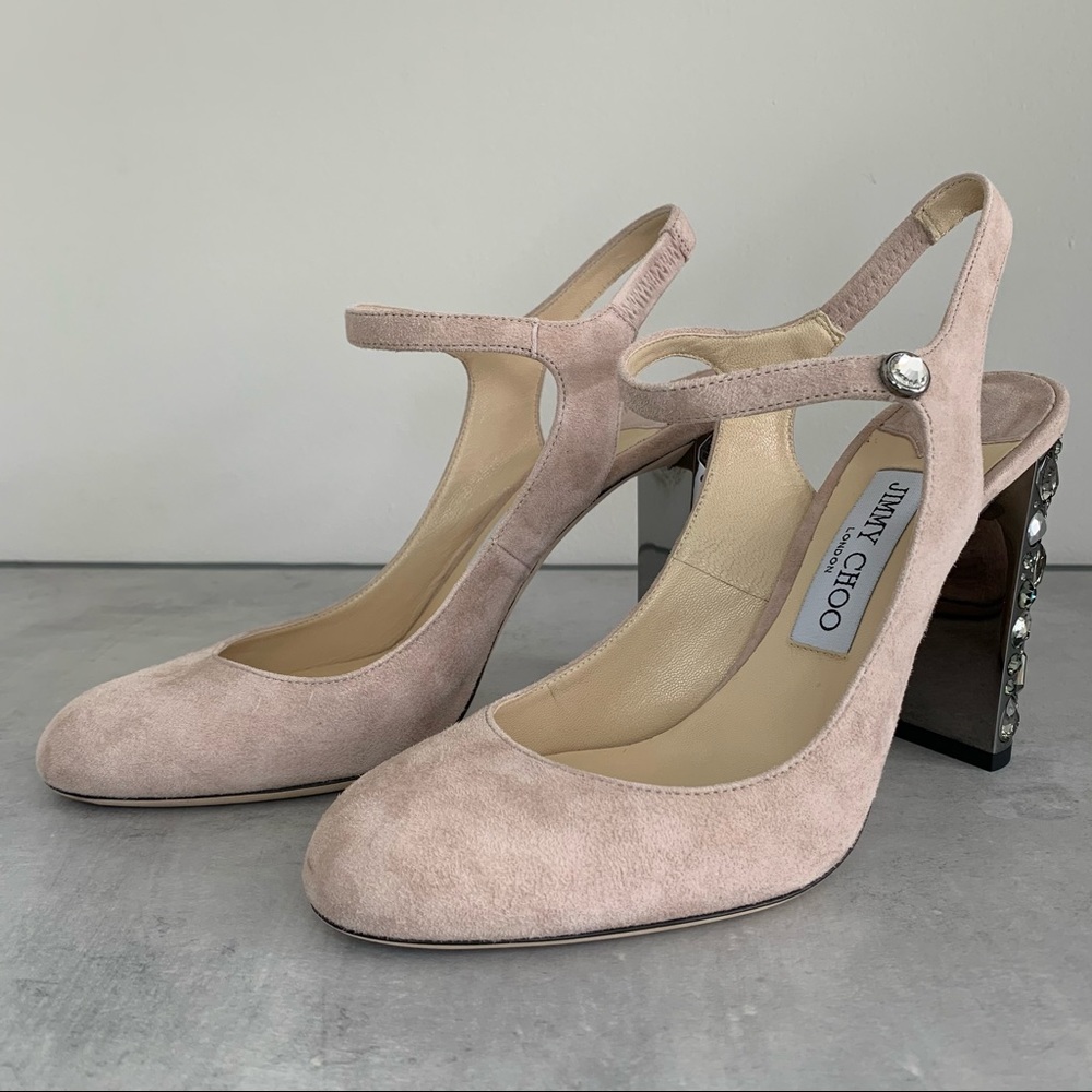 Jimmy Choo Meagan100 Pink Suede Ballet Shoe